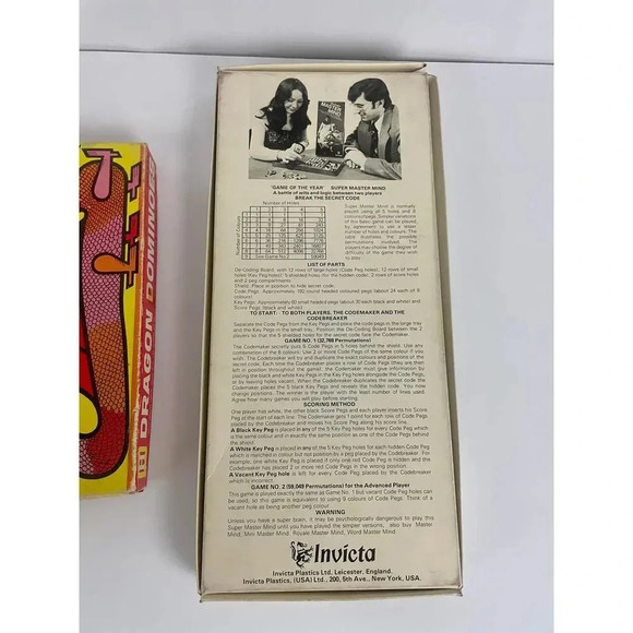 2 VTG Board Games - 1975 Invicta Mastermind & Double Twelve Dragon Dominoes - Picture 4 of 10